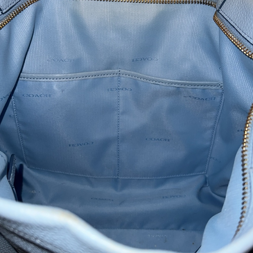 COACH Light Blue Leather 2 Way Shoulder Bag with Crossbody Strap EUC - Picture 16 of 16